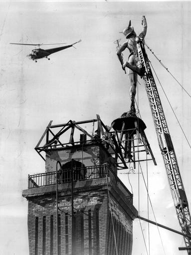 Ancient and Modern- Entwined in steel cables, 70-year-old