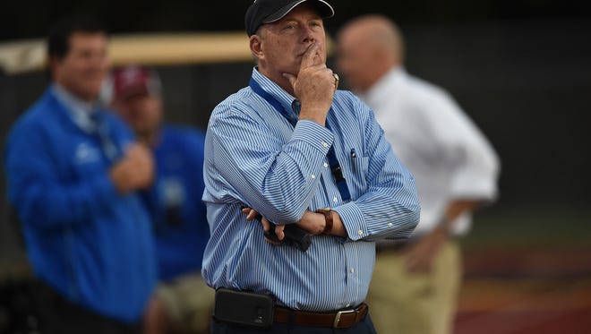 Michael Stutzke, Sebastian River High School's first athletic director, who retired in May, will miss the team's game against Vero Beach, his alma mater, for the first time. Stutzke is pictured watching a girls lacrosse game at the school April 18, 2016, vs. Vero Beach.