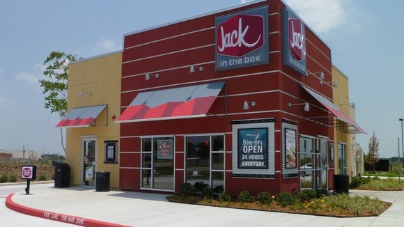 The exterior of a Jack in the Box restaurant.