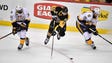 Pittsburgh Penguins center Nick Bonino (13) moves the