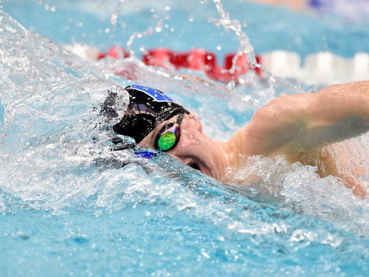 Dallastown's Jacob Stoner swims the 100-yard freestyle