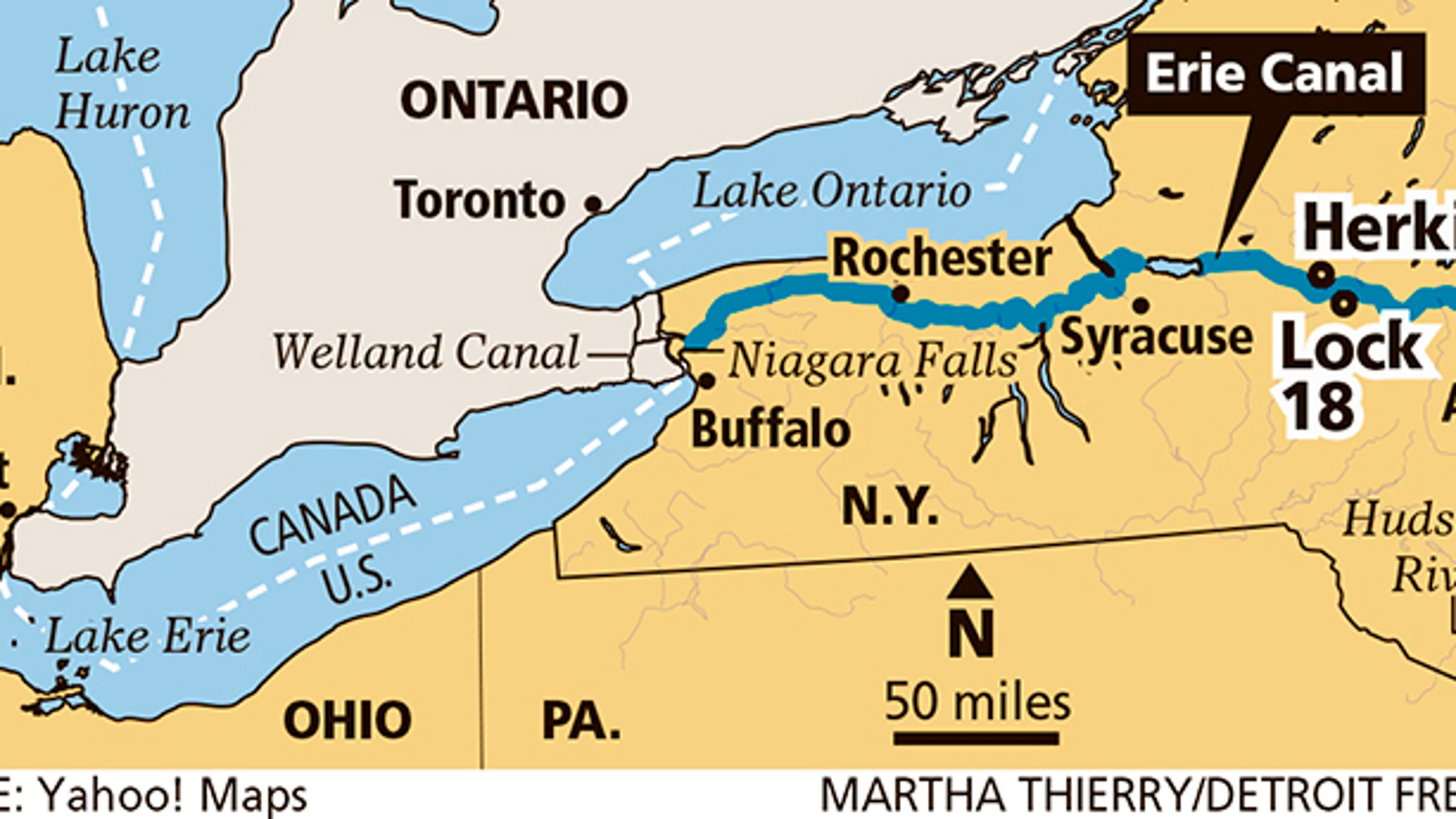 Map Of The Erie Canal United - Dfptraveleriecanalmapweb