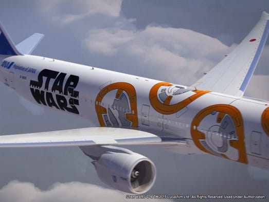 An rendering of ANA's 'Star Wars jet,' a Boeing 777