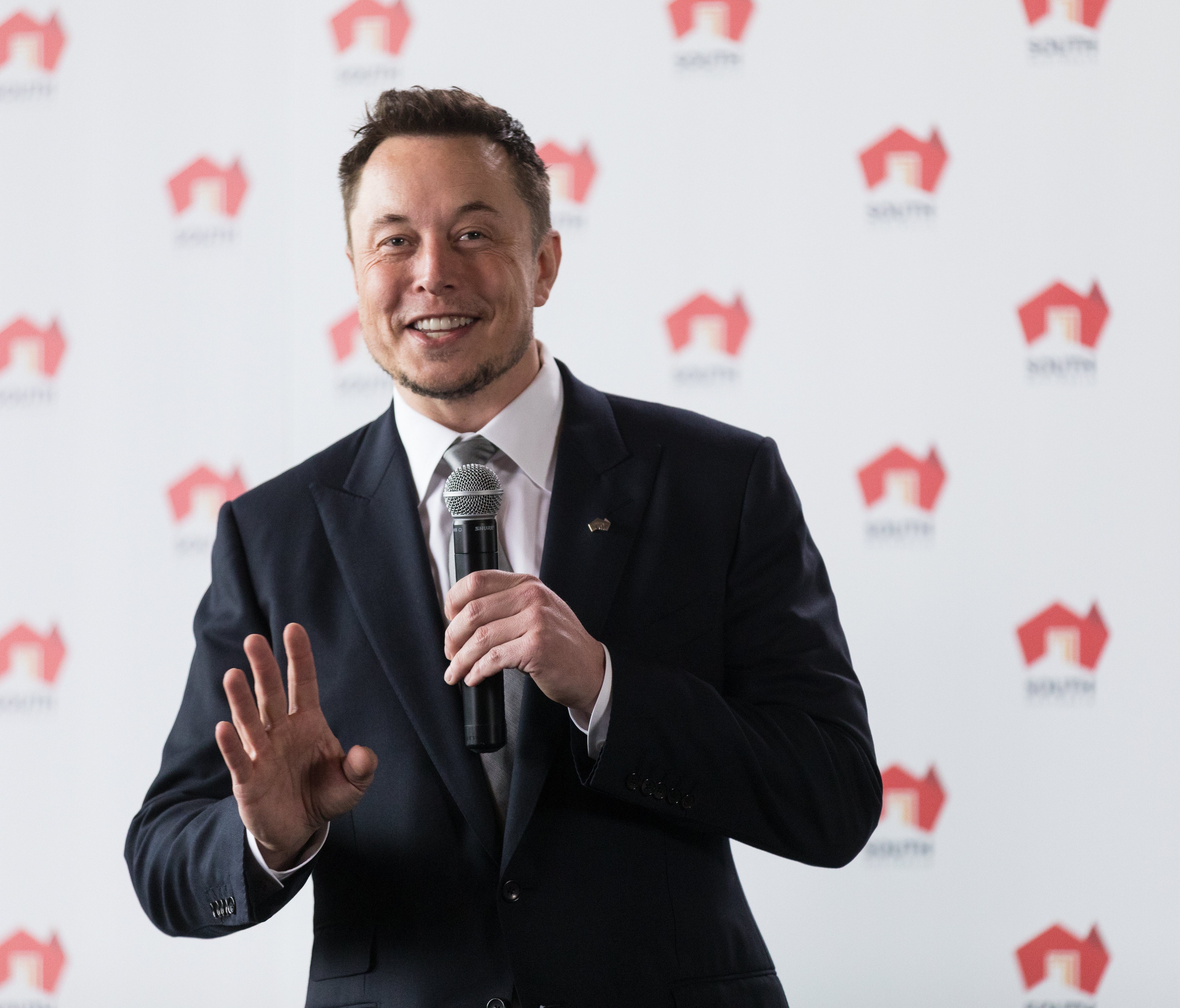 Tesla CEO Elon Musk speaks during a press conference at the Adelaide Oval in Adelaide, South Australia, Australia on July 7, 2017. Tesla will partner with French renewable energy developer Neoen to build the world's biggest Lithium Ion Battery, a 100