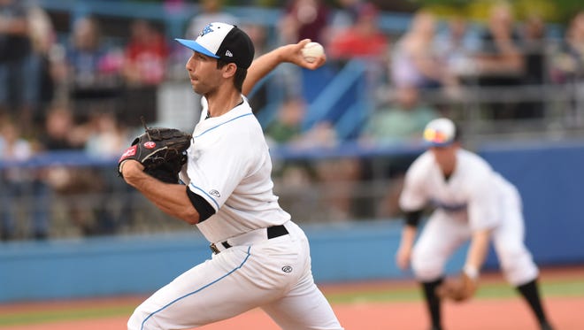 Hudson Valley Renegades' Benton Moss pitches during Wednesday's game versus the Brooklyn Cyclones at Dutchess Stadium in Fishkill. 
