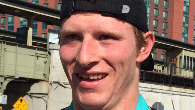 Matt Collins, 25, of Manhattan won the 90th Yonkers Marathon in 2:44.37 on Sunday.