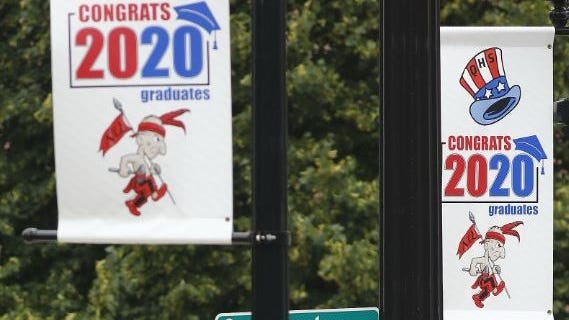 Banners in Quincy Square with the Yakoo character on them on Tuesday June 30, 2020 Greg Derr/The Patriot Ledger
