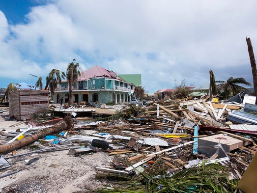 Damage caused by Hurricane Irma in Orient Bay on the