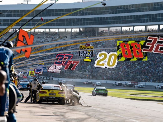 A view of pit row during the AAA Texas 500 on Nov.