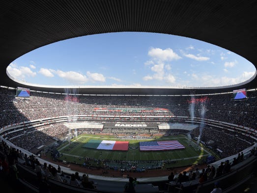 General view of Estadio Azteca during the playing of