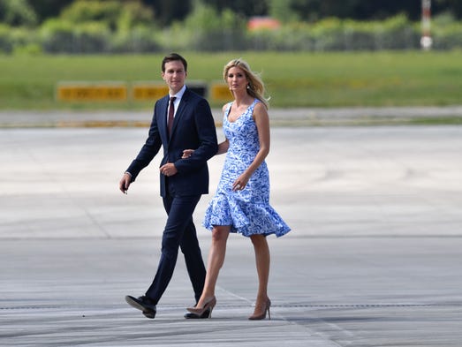 Kushner and wife Ivanka Trump make their way from 