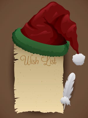 Santa's Hat with Wish List and Feather.