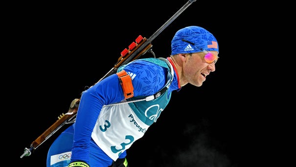 Lowell Bailey competes in the men's biathlon...