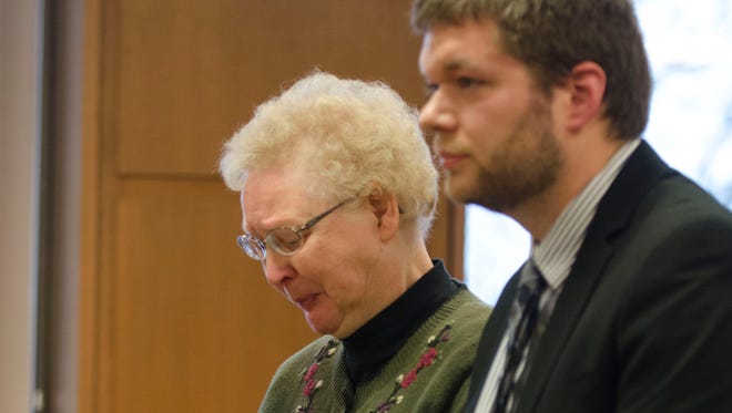 Shirley Thoen reads a statement Thursday, Jan. 14 after pleading guilty in December to two counts of assault and battery of her students. Thoen was sentenced to 93 days in jail, with 73 days suspended upon completion of probation.