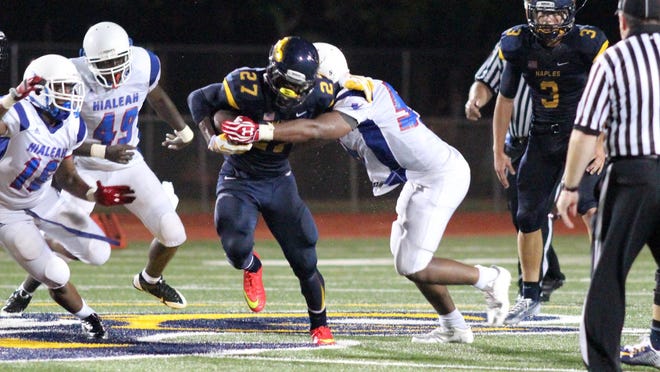 Naples running back Carlin Fils-Aime verbally committed to Tennessee Thursday.