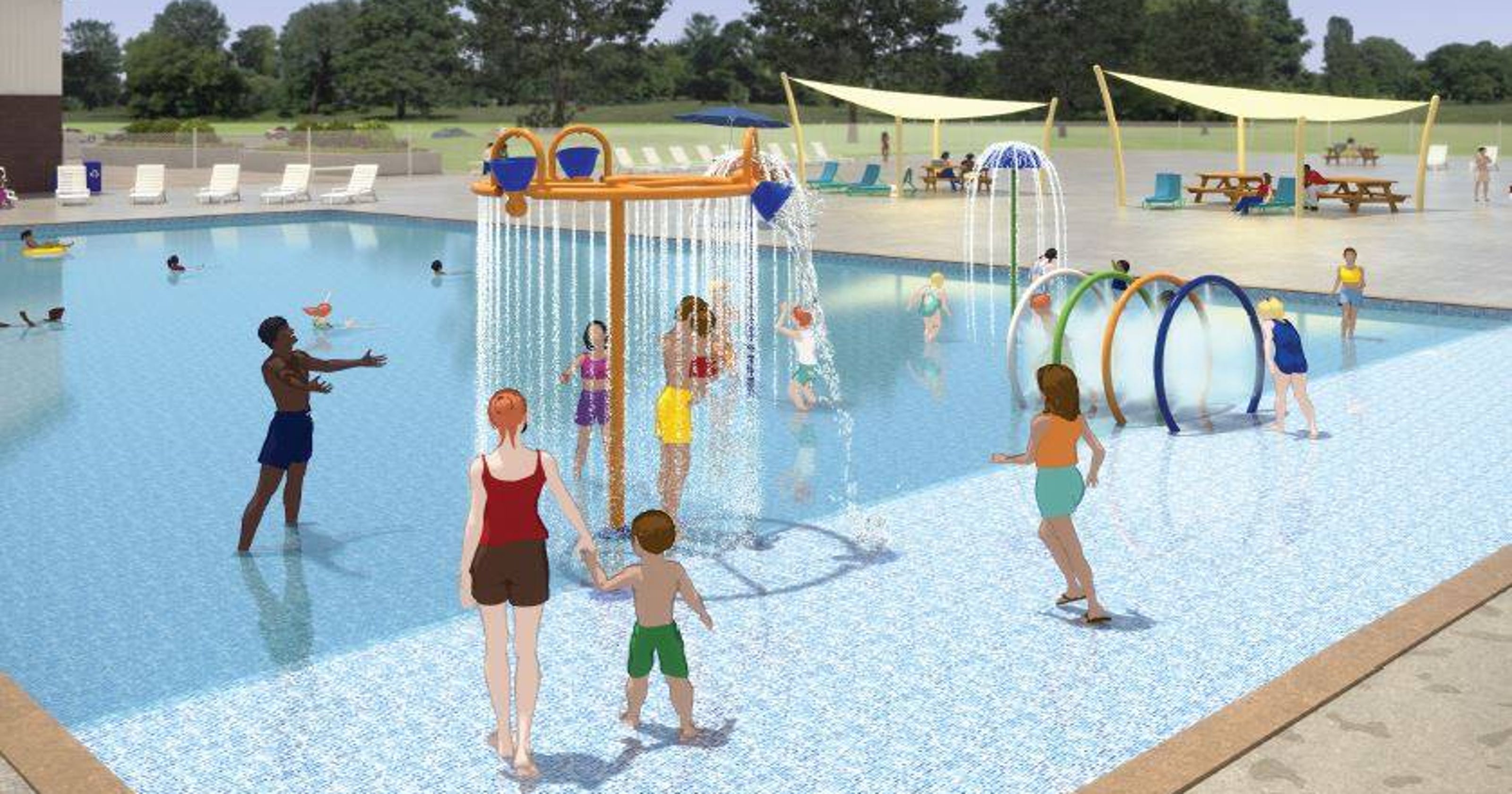 inground pool with splash pad