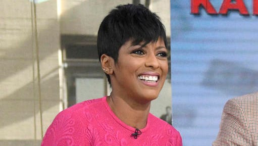 This Sept. 26, 2016 photo released by NBC shows "Today" anchor Tamron Hall on the set in New York. Hall is leaving the network after finding out that the hosts on the 9 a.m. hour of the morning show was being replaced by Megyn Kelly. NBC said her last appearance on NBC and MSNBC was on Tuesday, Jan. 31, 2017.