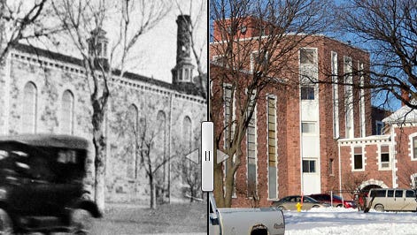 Sioux Falls Penitentiary in 1881 and today.