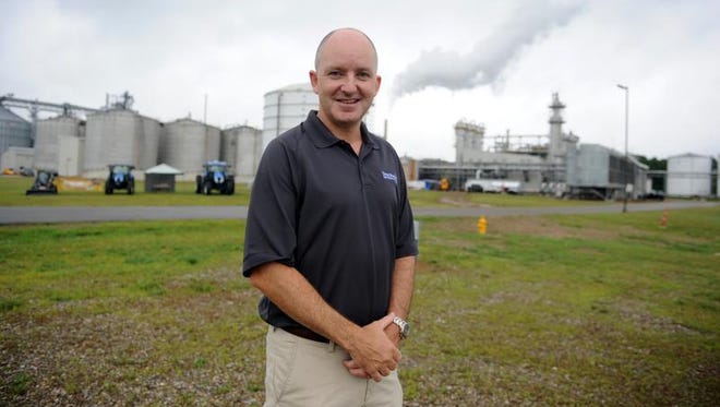 Jim Galvin, President of Three Rivers Energy, in front of the biofuels refinery on County Road 271 in a Tribune file photo.