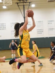 Pascack Valley #3 Kelly Smith grabs a rebound
Girls