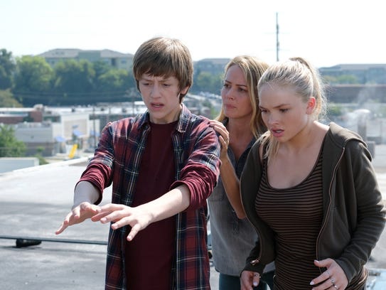 Percy Hynes White, from left, Amy Acker and Natalie