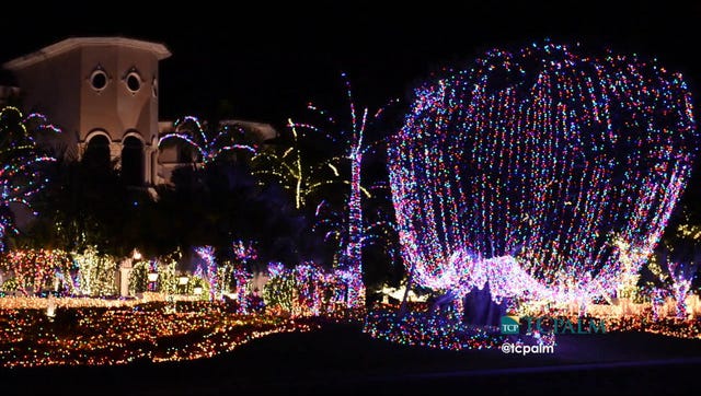 The 50,000-square-foot mansion on Ocean Boulevard in Jensen Beach is decorated with thousands of lights for the holidays in this file photo from 2014.