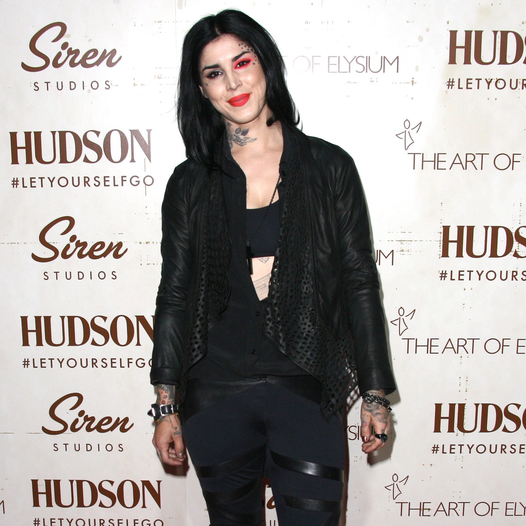 Tattoo artist Kat Von D attends The Art of Elysium's Genesis Gala on Sept. 20, 2013 in Los Angeles. Her 'Celebutard' shade of lipstick was pulled by Sephora after complaints that the name was offensive.