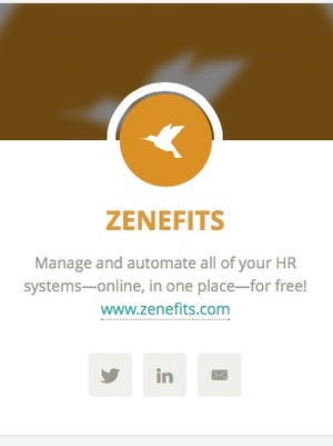 A screenshot of the Zenefits website.