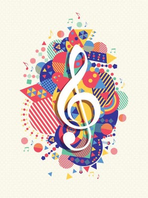 Music note icon g treble clef concept color shape