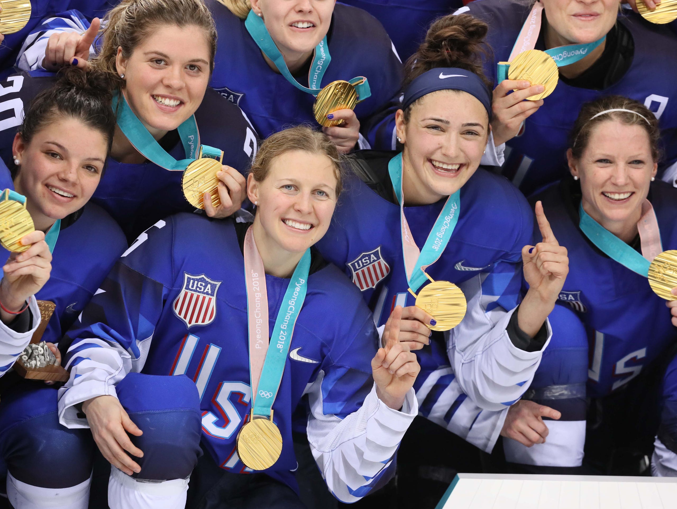 United States players celebrate their Olympic gold