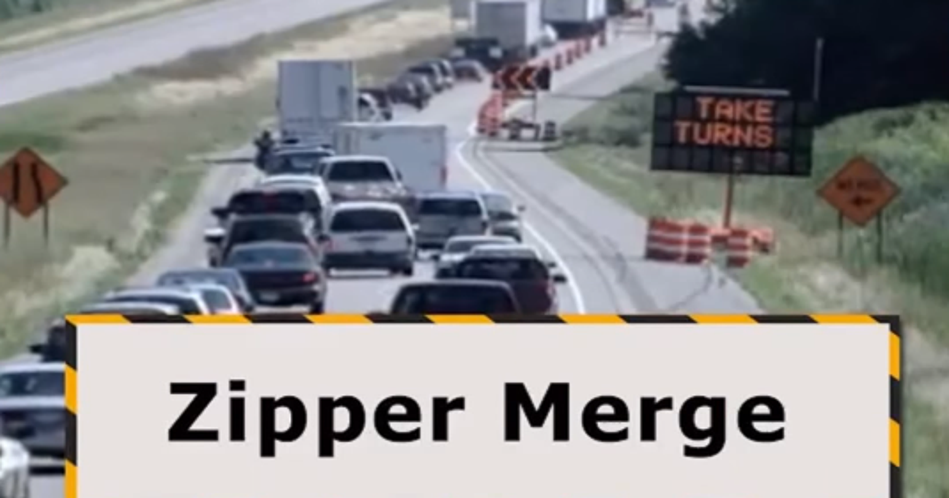 Zipper merge to help traffic on bridge