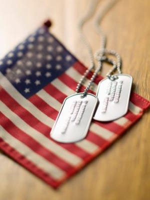 Dog tags with American flag