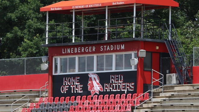 The press box at Lineberger Stadium at South Point High School in Belmont Thursday afternoon, June 25, 2020.