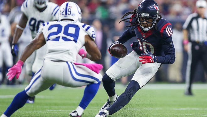 With nine TD catches, DeAndre Hopkins has already tied the Texans team record for TD receptions in a season.