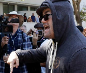 Protesters argue on Aug. 27, 2017, in Berkeley, Calif.