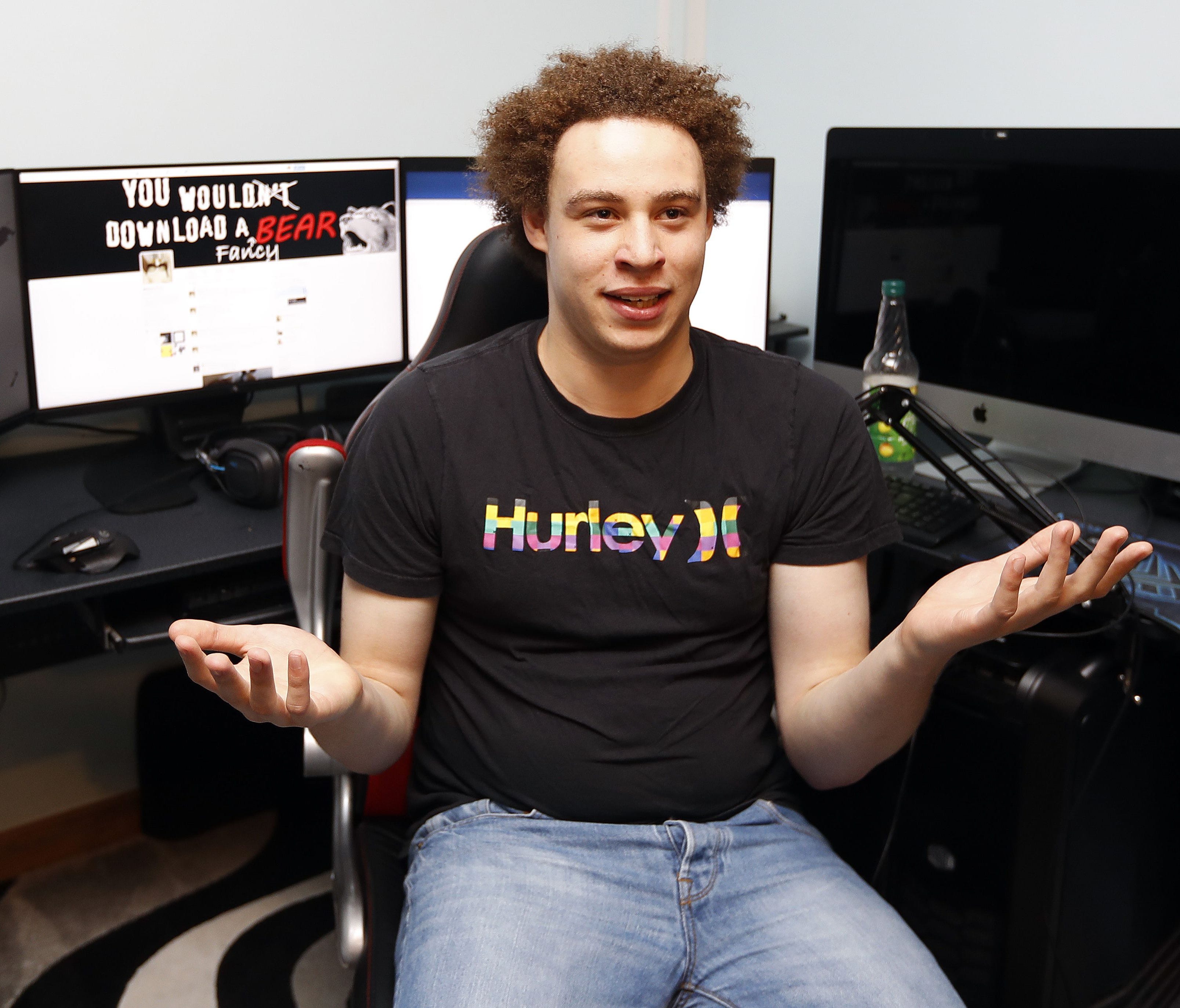 British information technology expert Marcus Hutchins who has been branded a hero for slowing down the WannaCry global cyber attack, speaks during an interview in Ilfracombe, England, Monday, May 15, 2017.  Hutchins thwarted the virus that took compu