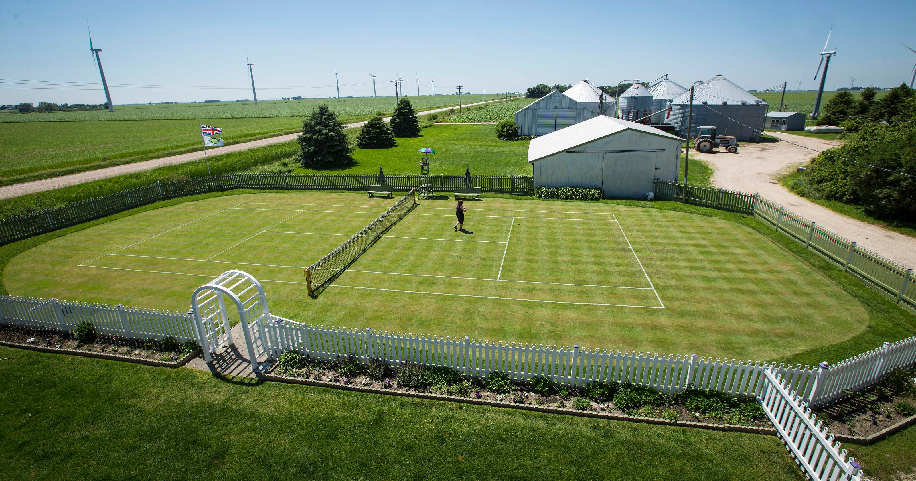 A Wimbledon-like tennis court in Iowa