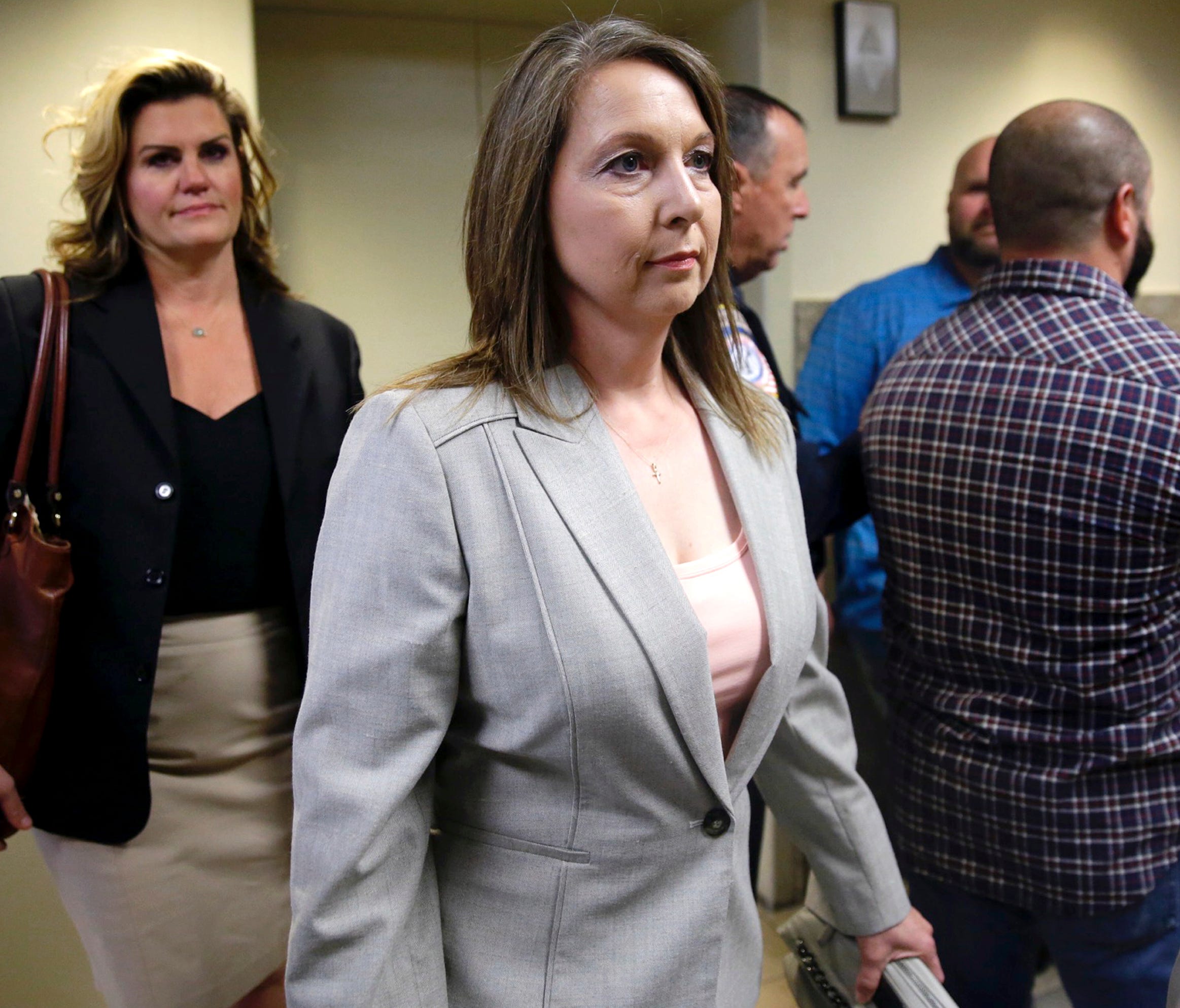 Tulsa police officer  Betty Jo Shelby is pictured arriving to her manslaughter trial in the shooting of Terence Crutcher.