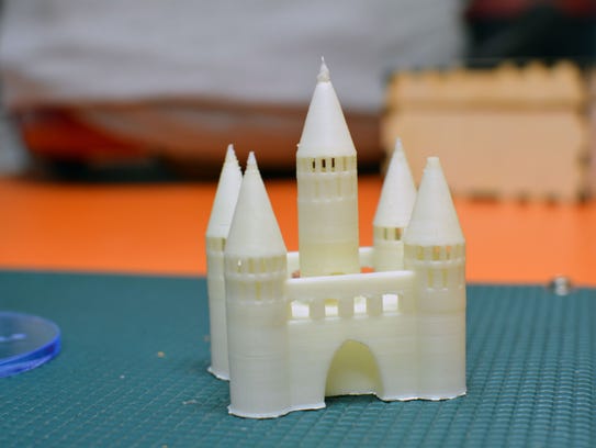 A 3-D printed castle which Garrett Porfield built in