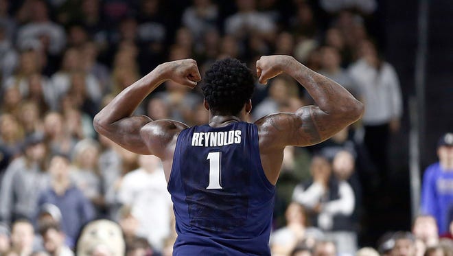 Xavier Musketeers forward Jalen Reynolds (1) celebrates against the Providence Friars during the second half at Dunkin Donuts Center.