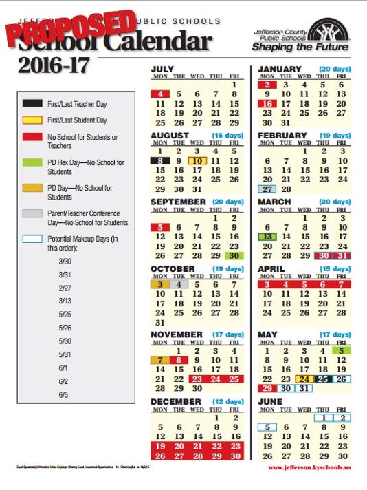 JCPS board OKs 20162017 school calendar