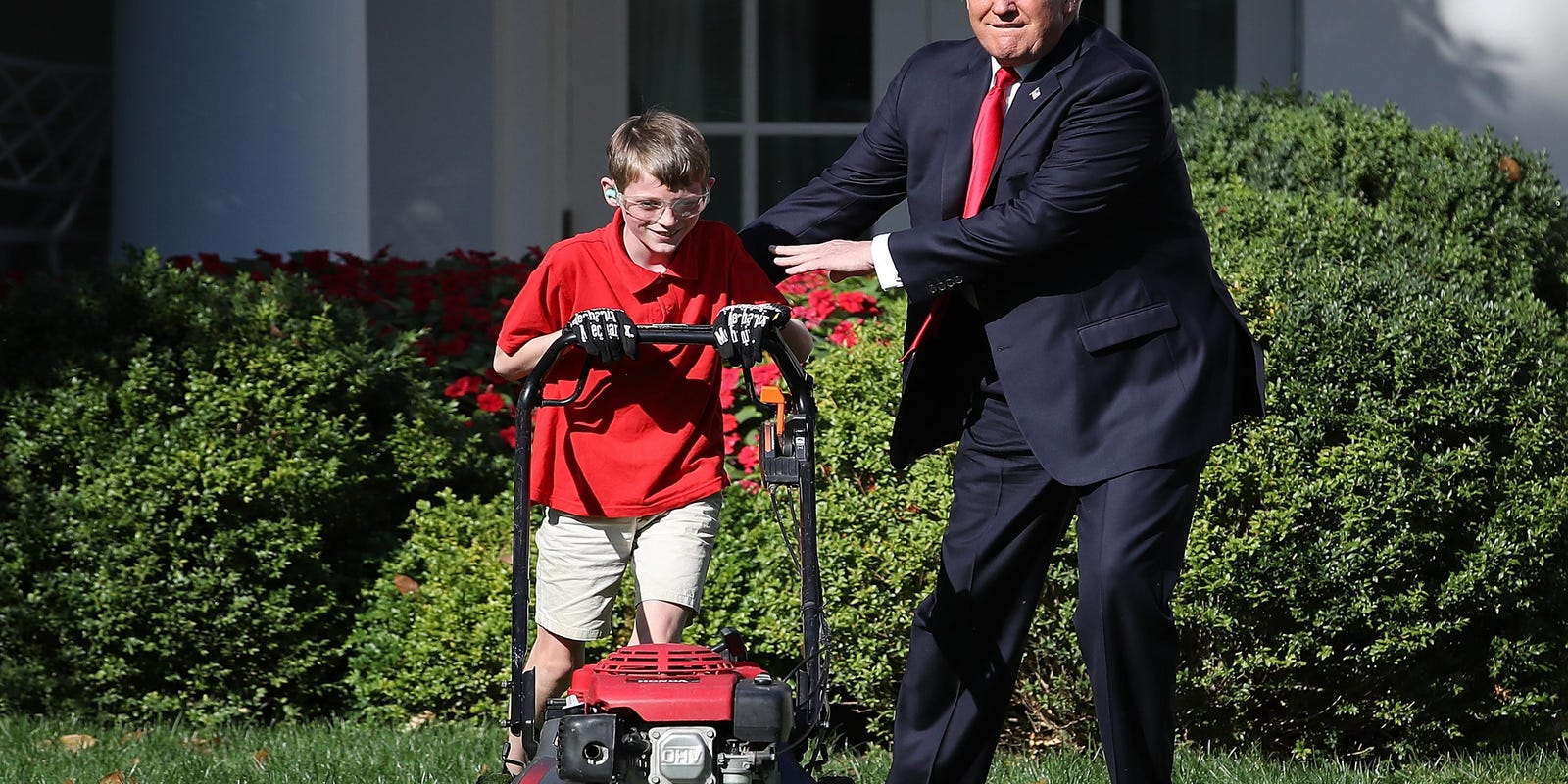 Trump Allows 11 Year Old Boy To Mow Rose Garden Lawn