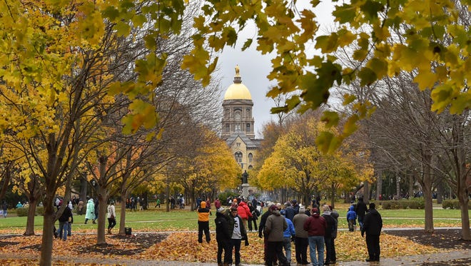 A general view of the central campus at the Notre Dame.