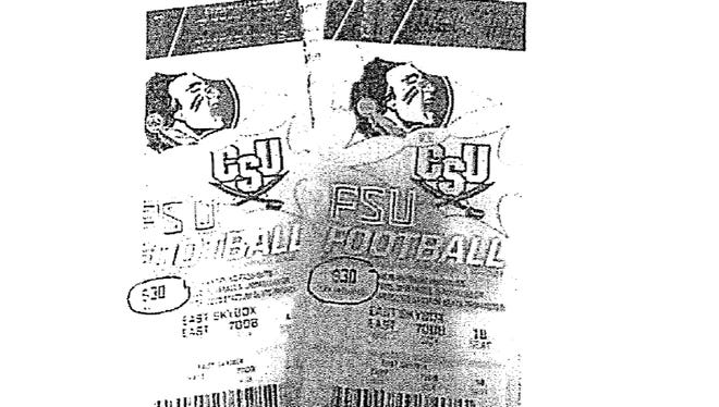 Copies of the FSU football tickets in question.