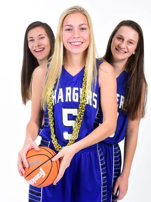 Sioux Falls Christian's Courtney Kellenberger, Rachel Barkema and Kylee Van Egdom (left to right) pose for a portrait on Dec. 2, 2017. 