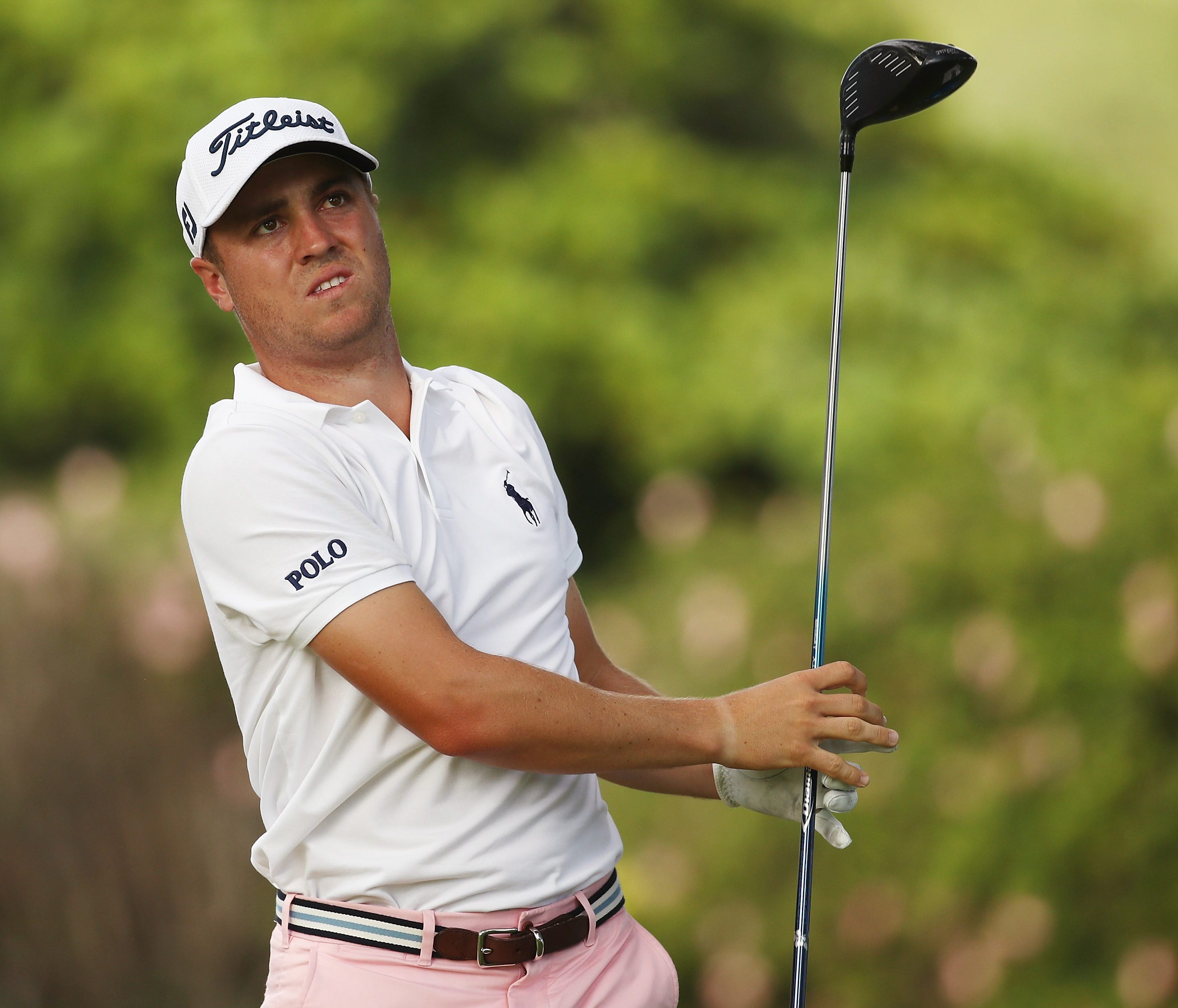 HONOLULU, HI - JANUARY 09:  Justin Thomas of the United States plays a shot during practice rounds prior to the Sony Open In Hawaii at Waialae Country Club on January 9, 2018 in Honolulu, Hawaii.  (Photo by Gregory Shamus/Getty Images) ORG XMIT: 7750