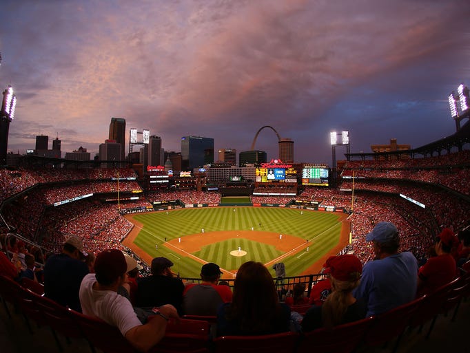 A general view of Busch Stadium during a game between