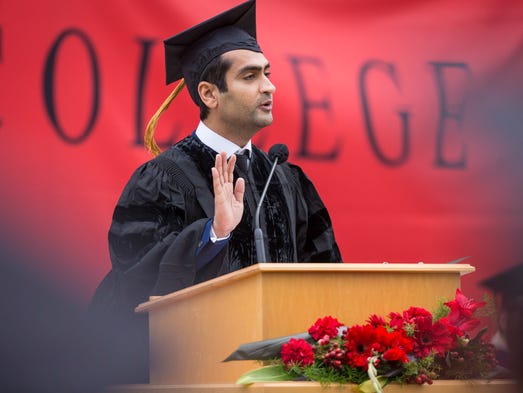 Comedian and writer Kumail Nanjiani gives the commencement