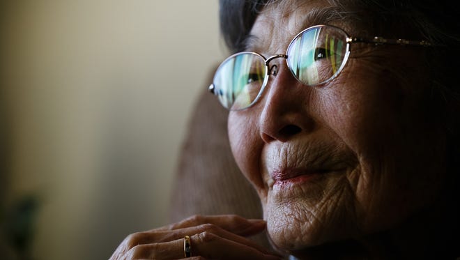 95 year old Grace Amemiya talks about her life and experience living in the Japanese internment camps at her home on Thursday, December 10, 2015 in Ames.