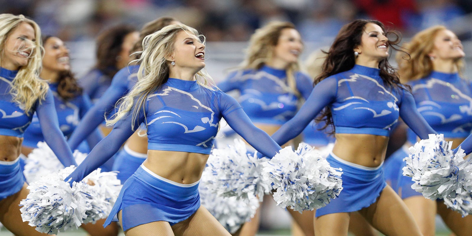 Lions cheerleaders unveil new costumes at opener